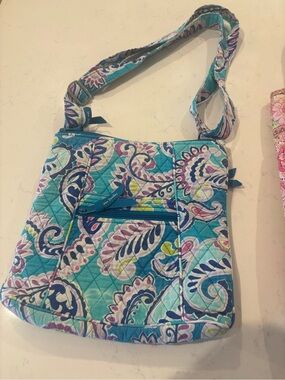 Vera Bradley Aqua Teal Paisley Quilted Crossbody Bag